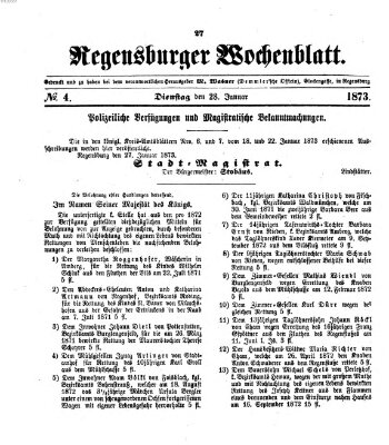 Regensburger Wochenblatt Dienstag 28. Januar 1873