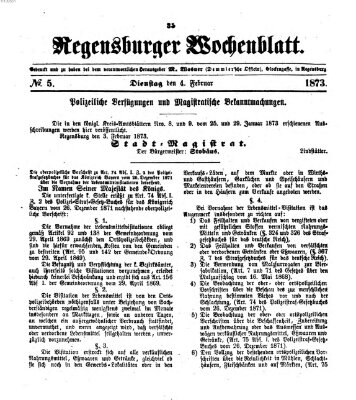 Regensburger Wochenblatt Dienstag 4. Februar 1873