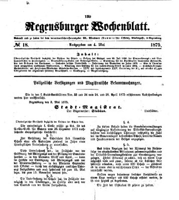 Regensburger Wochenblatt Dienstag 4. Mai 1875