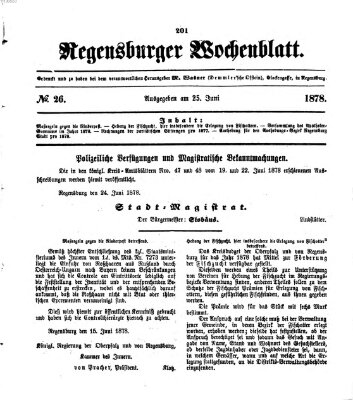 Regensburger Wochenblatt Dienstag 25. Juni 1878