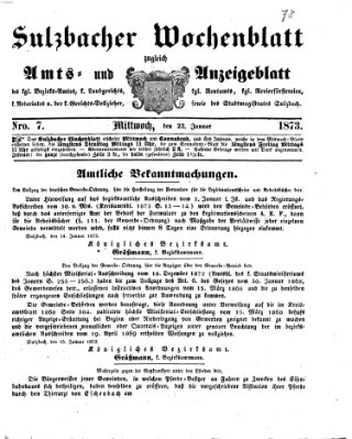 Sulzbacher Wochenblatt Mittwoch 22. Januar 1873