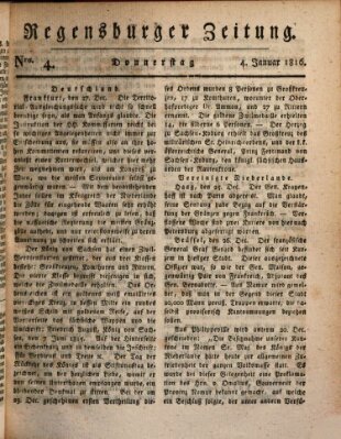Regensburger Zeitung Donnerstag 4. Januar 1816