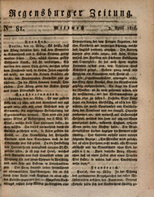 Regensburger Zeitung Mittwoch 3. April 1816