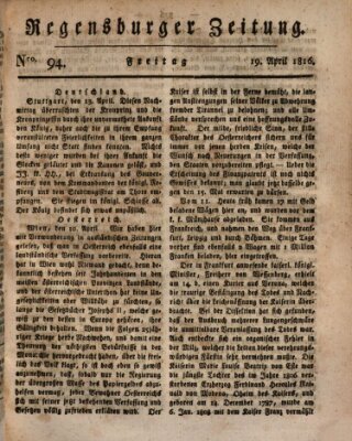 Regensburger Zeitung Freitag 19. April 1816