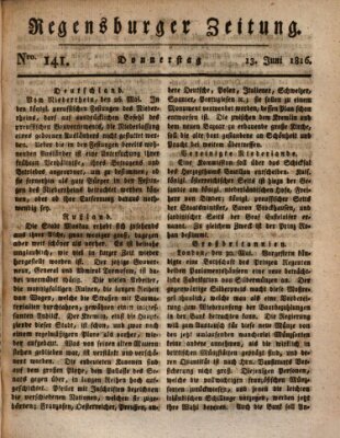 Regensburger Zeitung Donnerstag 13. Juni 1816