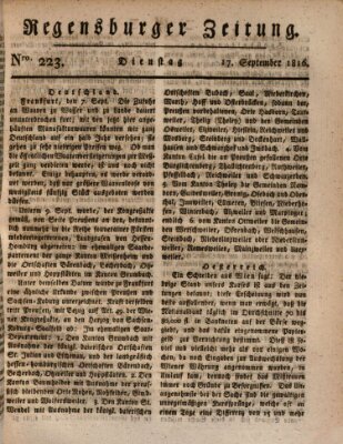 Regensburger Zeitung Dienstag 17. September 1816