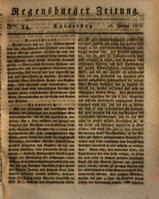 Regensburger Zeitung Donnerstag 16. Januar 1817