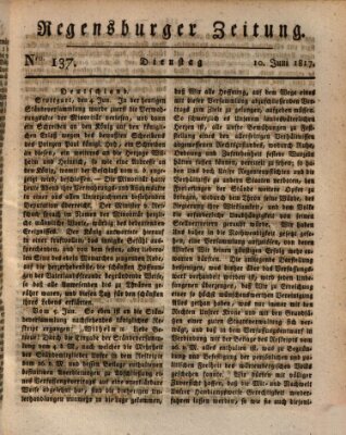 Regensburger Zeitung Dienstag 10. Juni 1817