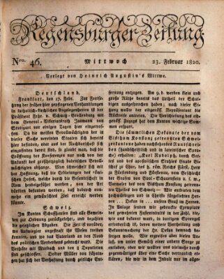 Regensburger Zeitung Mittwoch 23. Februar 1820