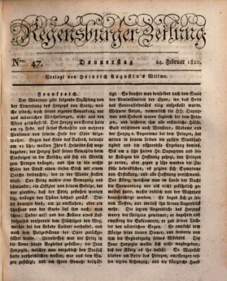 Regensburger Zeitung Donnerstag 24. Februar 1820