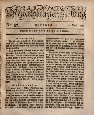 Regensburger Zeitung Mittwoch 12. April 1820