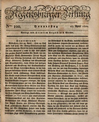 Regensburger Zeitung Donnerstag 27. April 1820