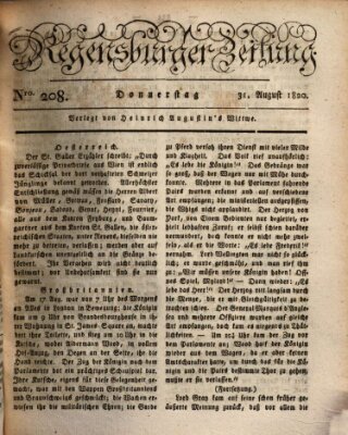 Regensburger Zeitung Donnerstag 31. August 1820