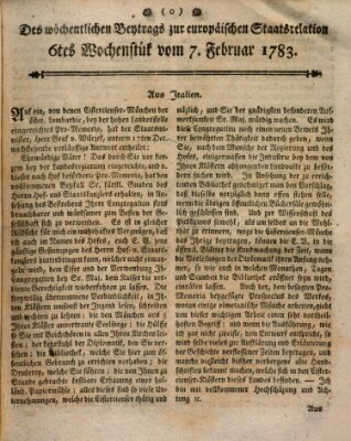 Staats-Relation der neuesten europäischen Nachrichten und Begebenheiten Freitag 7. Februar 1783