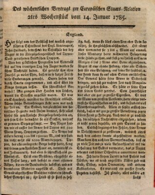 Staats-Relation der neuesten europäischen Nachrichten und Begebenheiten Freitag 14. Januar 1785