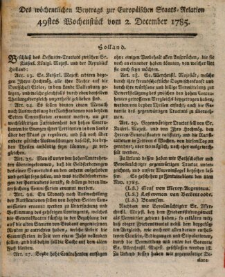 Staats-Relation der neuesten europäischen Nachrichten und Begebenheiten Freitag 2. Dezember 1785