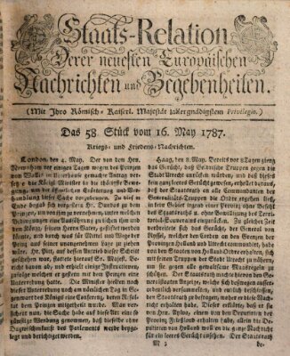 Staats-Relation der neuesten europäischen Nachrichten und Begebenheiten Mittwoch 16. Mai 1787