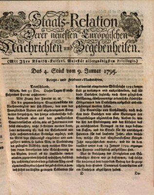 Staats-Relation der neuesten europäischen Nachrichten und Begebenheiten Freitag 9. Januar 1795