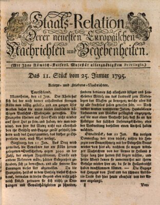 Staats-Relation der neuesten europäischen Nachrichten und Begebenheiten Sonntag 25. Januar 1795