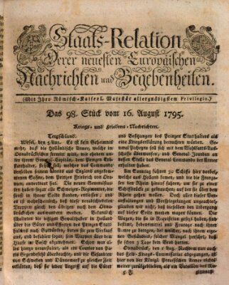 Staats-Relation der neuesten europäischen Nachrichten und Begebenheiten Sonntag 16. August 1795