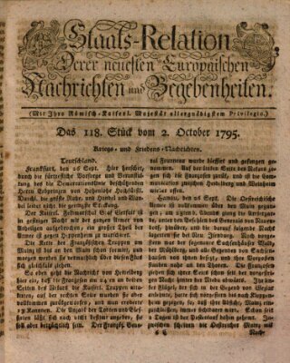 Staats-Relation der neuesten europäischen Nachrichten und Begebenheiten Freitag 2. Oktober 1795