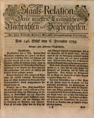 Staats-Relation der neuesten europäischen Nachrichten und Begebenheiten Sonntag 6. Dezember 1795