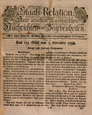 Staats-Relation der neuesten europäischen Nachrichten und Begebenheiten Mittwoch 7. November 1798