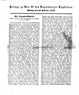 Regensburger Conversations-Blatt (Regensburger Tagblatt) Montag 17. Februar 1840