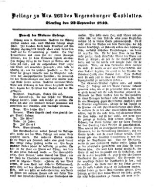Regensburger Conversations-Blatt (Regensburger Tagblatt) Dienstag 22. September 1840