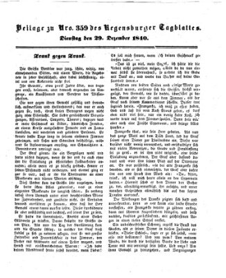 Regensburger Conversations-Blatt (Regensburger Tagblatt) Dienstag 29. Dezember 1840