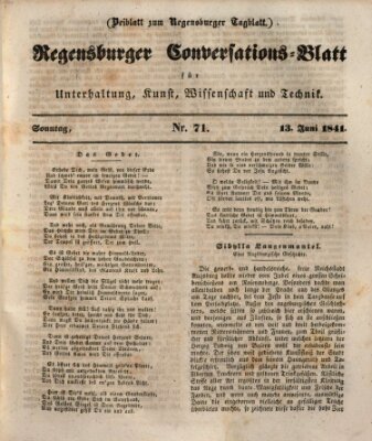 Regensburger Conversations-Blatt (Regensburger Tagblatt) Sonntag 13. Juni 1841