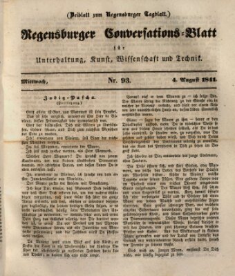 Regensburger Conversations-Blatt (Regensburger Tagblatt) Mittwoch 4. August 1841