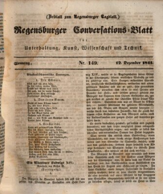 Regensburger Conversations-Blatt (Regensburger Tagblatt) Sonntag 12. Dezember 1841