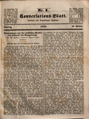 Regensburger Conversations-Blatt (Regensburger Tagblatt) Sonntag 15. Januar 1843