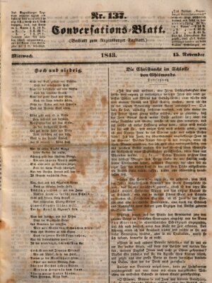 Regensburger Conversations-Blatt (Regensburger Tagblatt) Mittwoch 15. November 1843