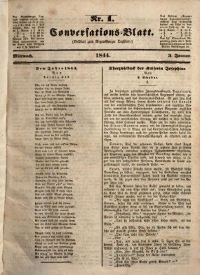 Regensburger Conversations-Blatt (Regensburger Tagblatt) Mittwoch 3. Januar 1844