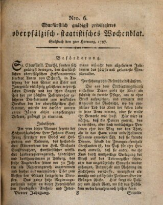 Churfürstlich gnädigst privilegirtes oberpfälzisch-staatistisches Wochenblat (Oberpfälzisches Wochenblat) Donnerstag 9. Februar 1797