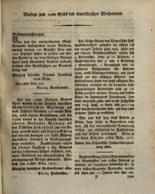 Oberpfälzisches Wochenblat Donnerstag 2. April 1807