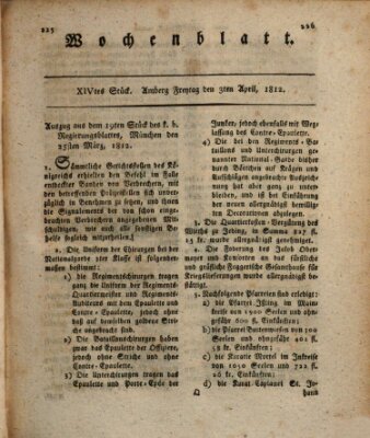 Wochenblatt (Oberpfälzisches Wochenblat) Freitag 3. April 1812