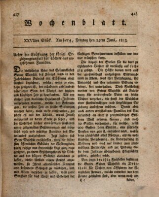 Wochenblatt (Oberpfälzisches Wochenblat) Freitag 25. Juni 1813
