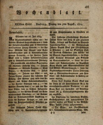 Wochenblatt (Oberpfälzisches Wochenblat) Freitag 5. August 1814