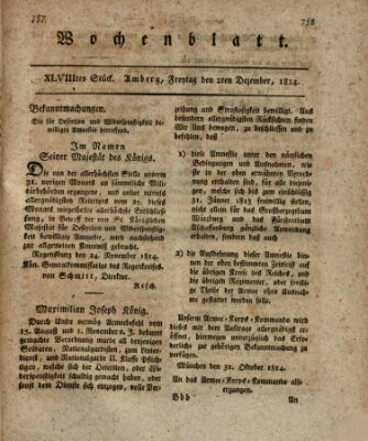 Wochenblatt (Oberpfälzisches Wochenblat) Freitag 2. Dezember 1814