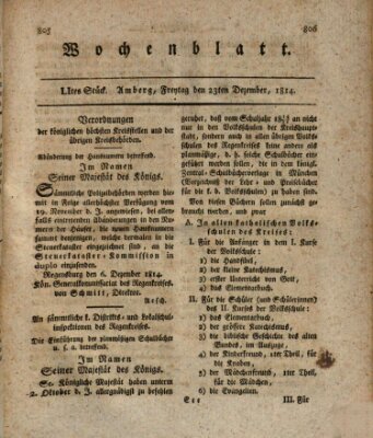Wochenblatt (Oberpfälzisches Wochenblat) Freitag 23. Dezember 1814