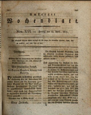 Amberger Wochenblatt (Oberpfälzisches Wochenblat) Freitag 18. April 1817