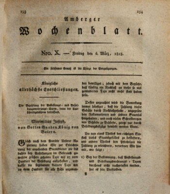 Amberger Wochenblatt (Oberpfälzisches Wochenblat) Freitag 6. März 1818