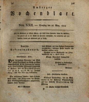 Amberger Wochenblatt (Oberpfälzisches Wochenblat) Dienstag 26. Mai 1818