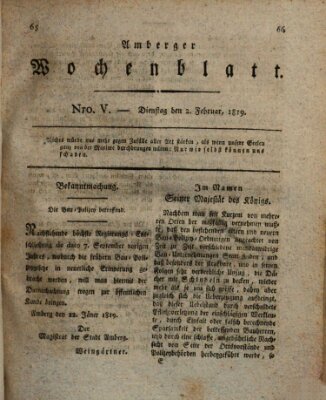 Amberger Wochenblatt (Oberpfälzisches Wochenblat) Dienstag 2. Februar 1819
