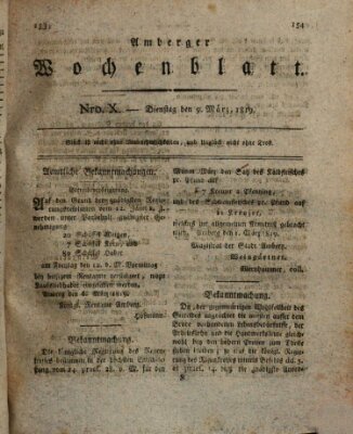 Amberger Wochenblatt (Oberpfälzisches Wochenblat) Dienstag 9. März 1819