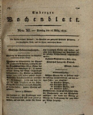 Amberger Wochenblatt (Oberpfälzisches Wochenblat) Dienstag 16. März 1819