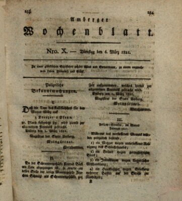 Amberger Wochenblatt (Oberpfälzisches Wochenblat) Dienstag 6. März 1821
